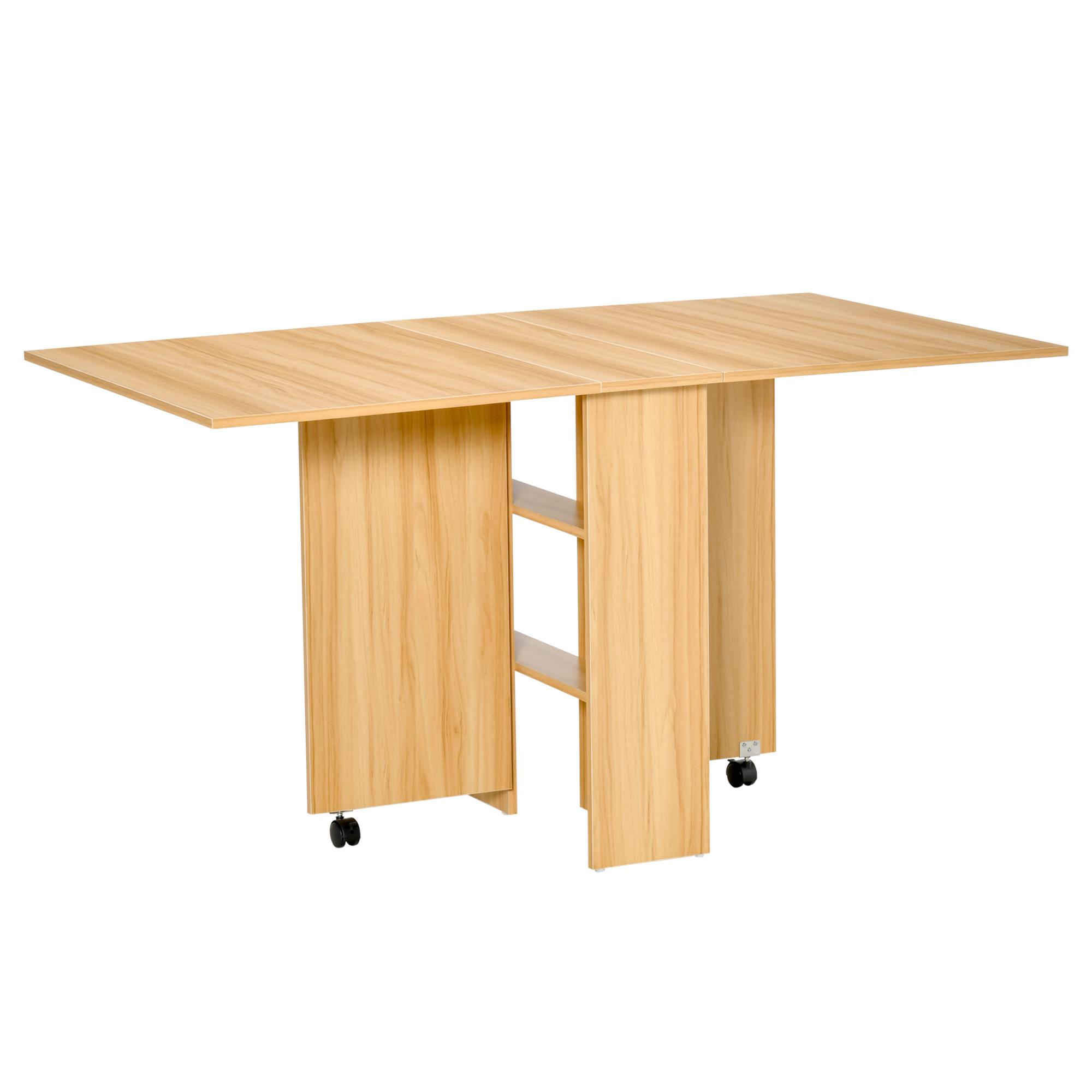 Table à manger pliante mobile sur roulettes avec 2 plateaux