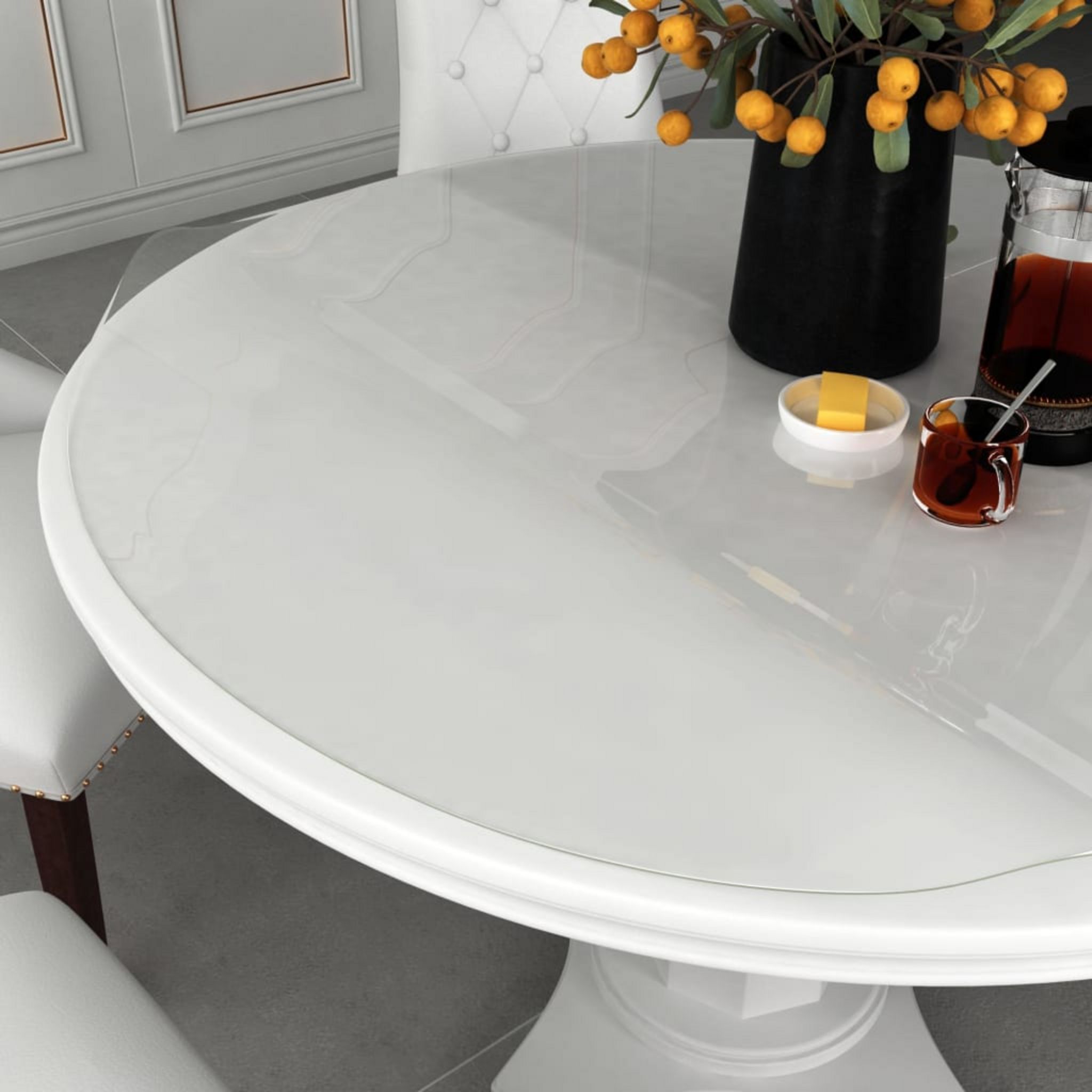 Il Coupe Sur La Table En 5 Lettres VIDAXL Protecteur de table transparent Ø 80 cm 2 mm PVC pas cher - Auchan.fr