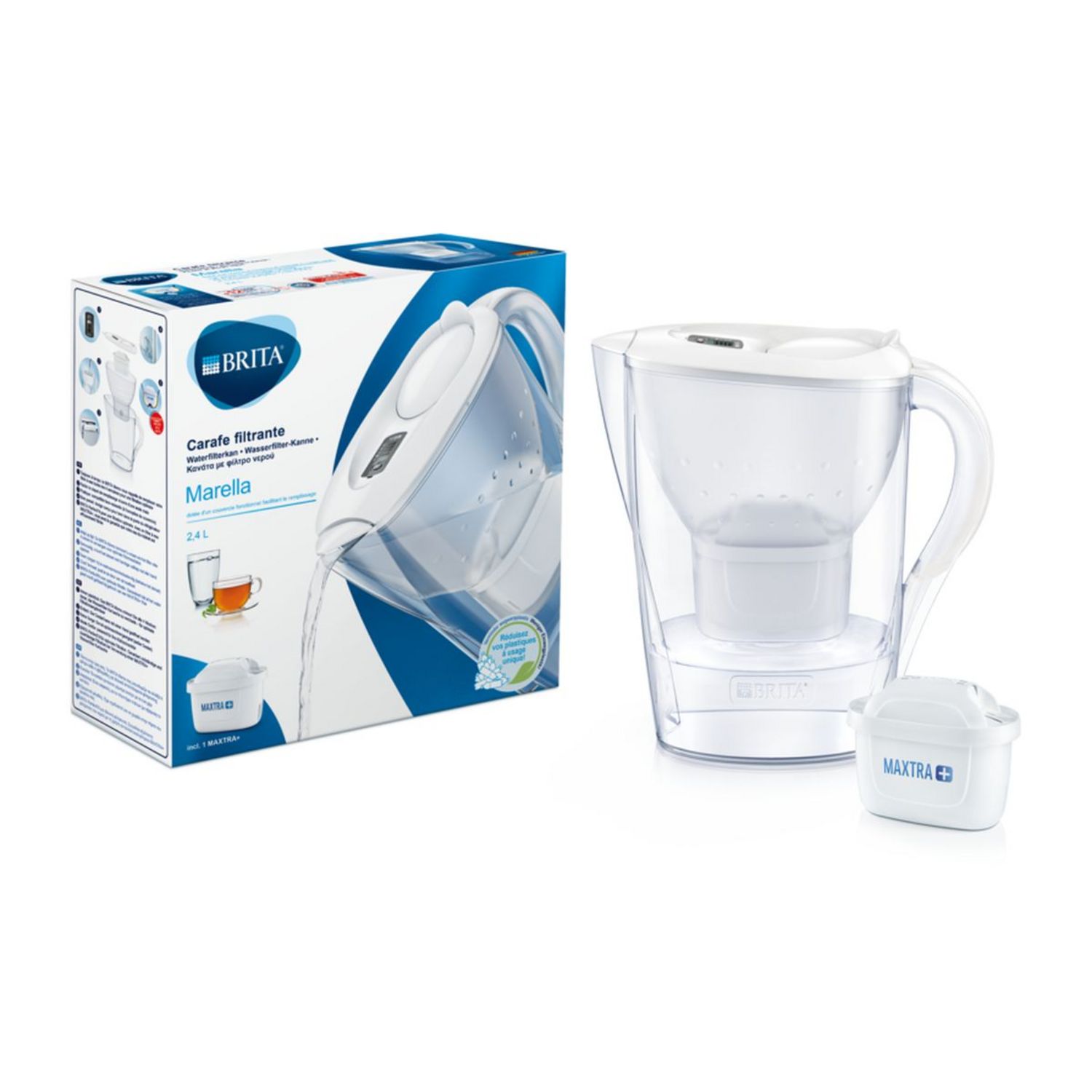 BRITA MAXTRA Carafe filtrante Marella blanche (2.4L) inclus 4 cartouches  filtrantes pas cher 