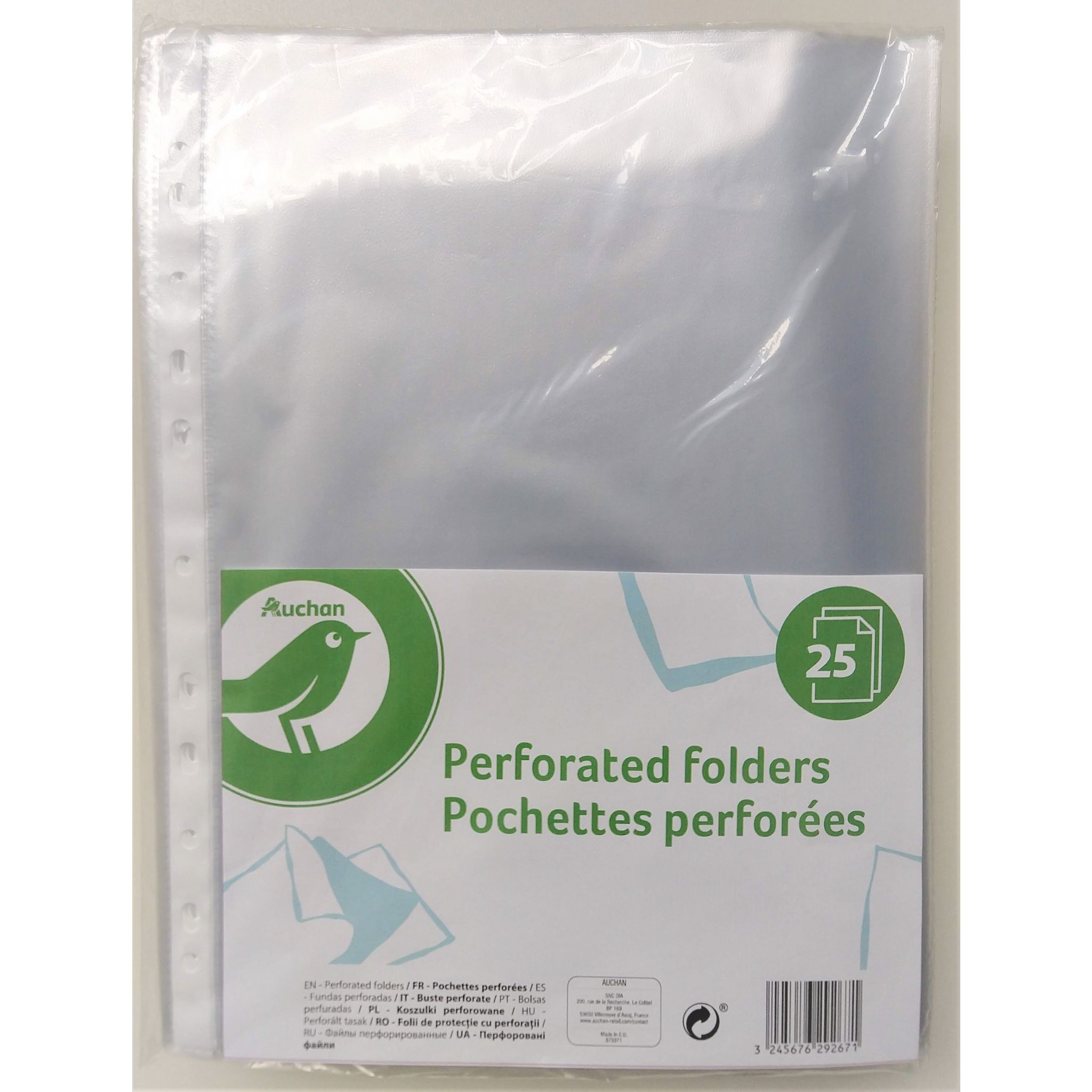 POUCE Lot de 25 pochettes plastiques perforées A4 pas cher 