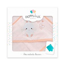 Domiva Coffret sortie de bain brodée avec capuche + gant Lapinou