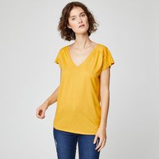 IN EXTENSO T-shirt manches courtes jaune imprimé femme (Jaune)