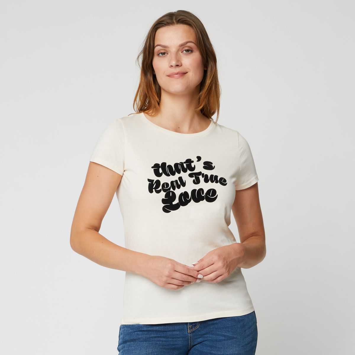 INEXTENSO T-shirt manches courtes écru femme