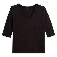 IN EXTENSO T-shirt manches longues col v noir femme (Noir)