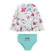 Petit Béguin Maillot de bain fille 2 pièces t-shirt ANTI-UV & culotte Tropic Coco. Coloris disponibles : Bleu
