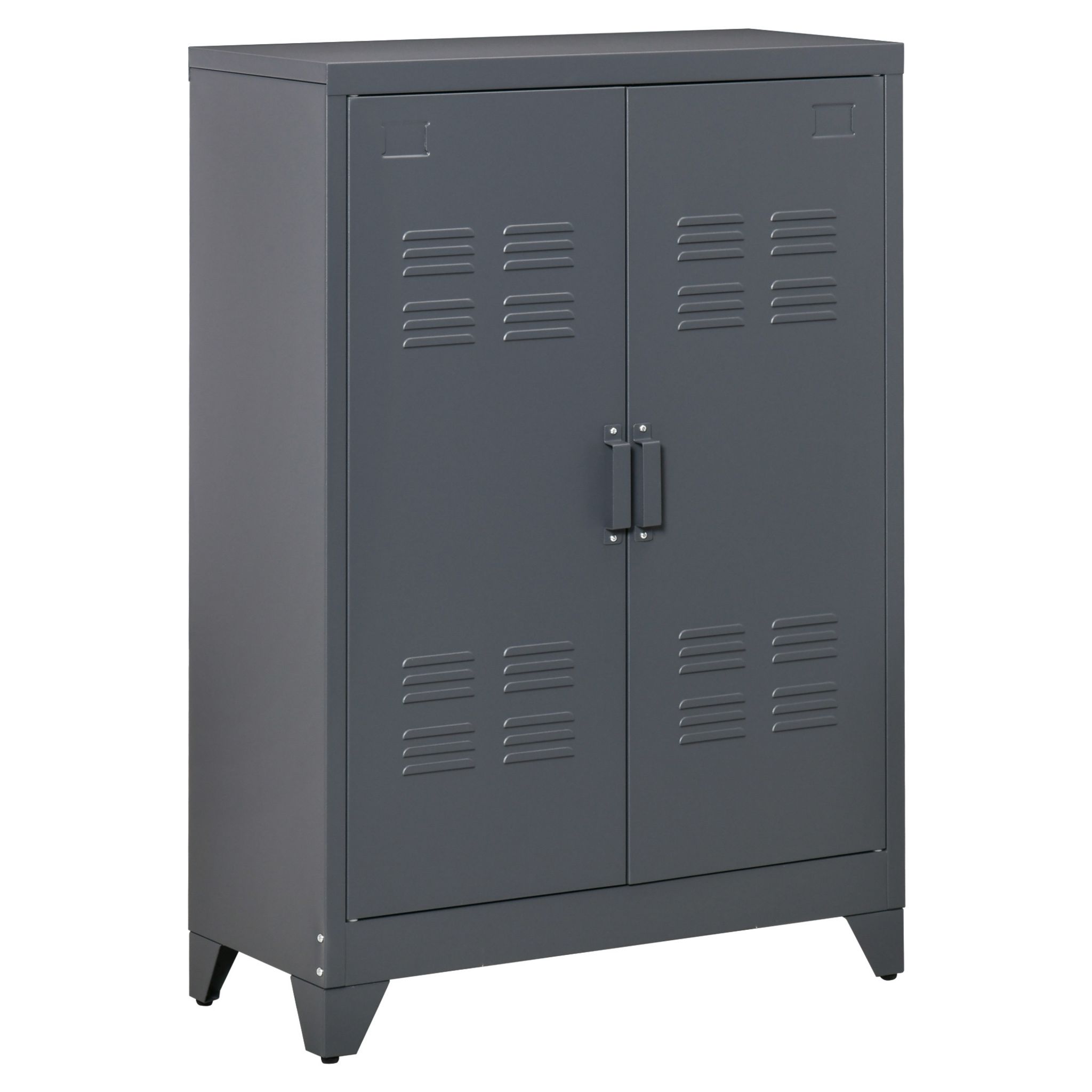 HOMCOM HOMCOM Buffet meuble de rangement 2 portes bois et pieds en métal  noir dim. 80L x 29,5l x 80H cm pas cher 