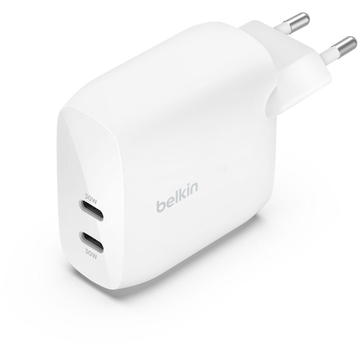 Belkin Chargeur secteur USB-C 2 X 30W blanc