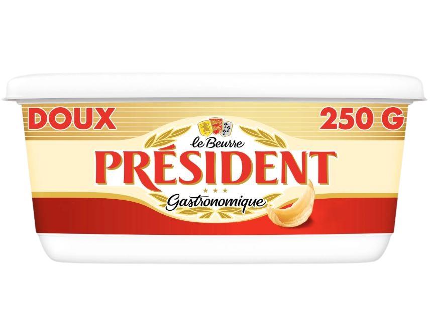 PRESIDENT Beurre gastronomique doux 250g pas cher 