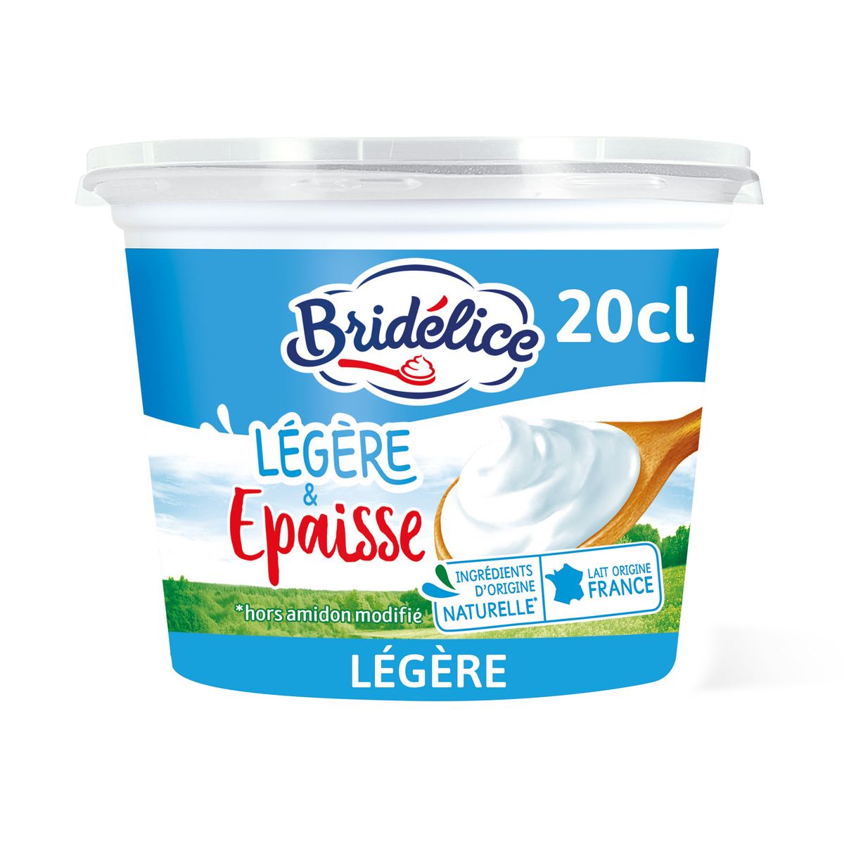 BRIDELICE Crème fraîche épaisse légère 15%MG 20cl pas cher 