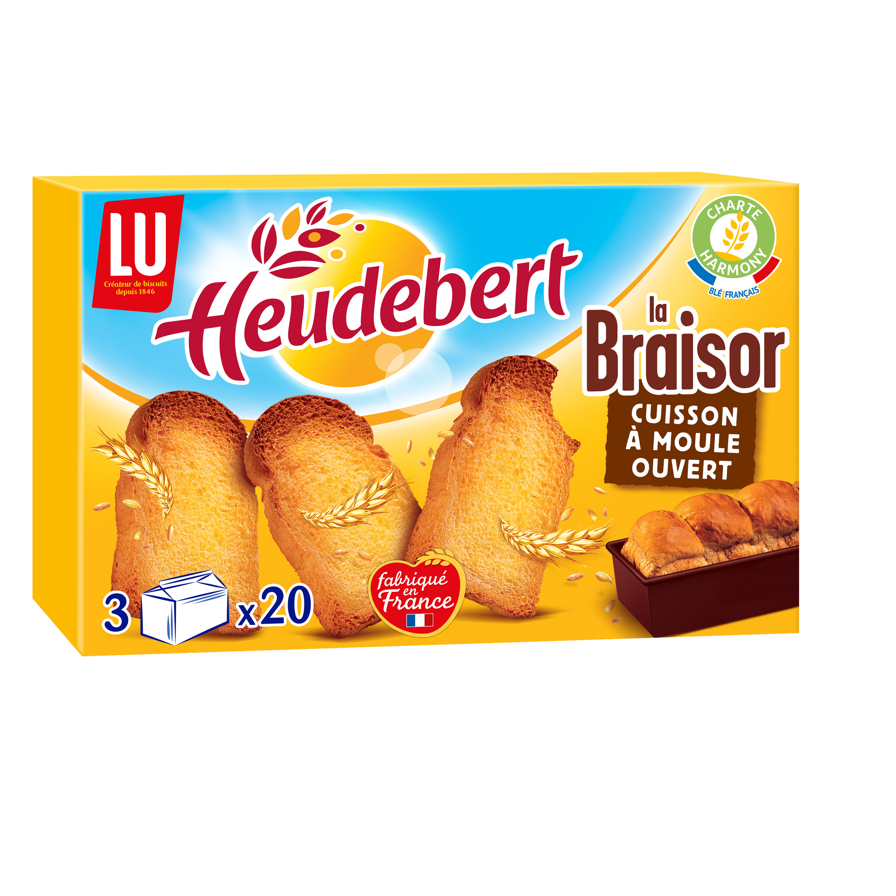 HEUDEBERT Biscottes La Braisor 3x20 biscottes 500g pas cher 