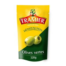 TRAMIER Olives vertes dénoyautées en sachet 320g