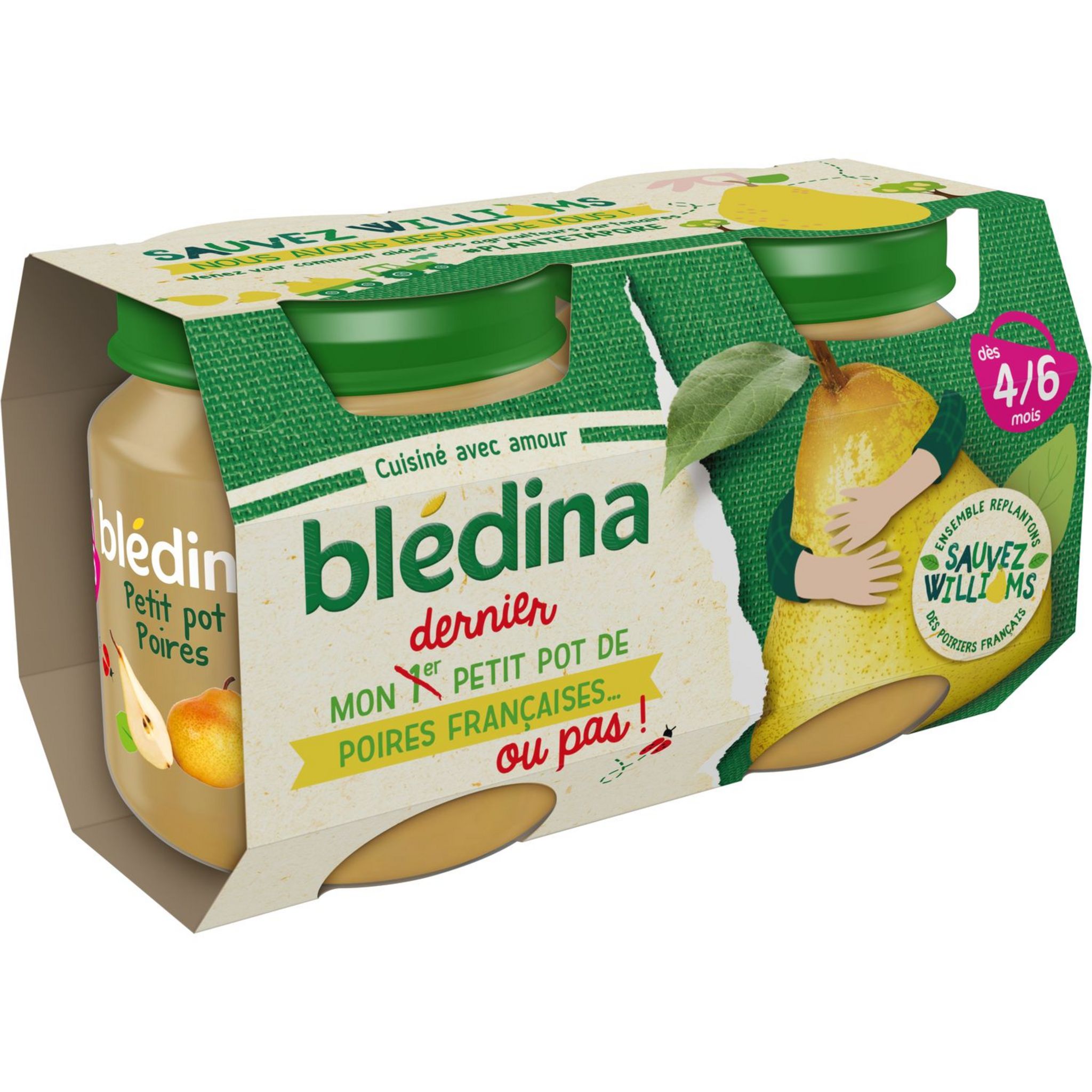 Blédina Mon 1er Petit Pot pour bébé, Dès 4/6 Mois, Poires, 24x130g (Lot de  12*2)