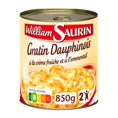 WILLIAM SAURIN Gratin dauphinois à la crème fraîche et emmental sans colorant 2 personnes 850g