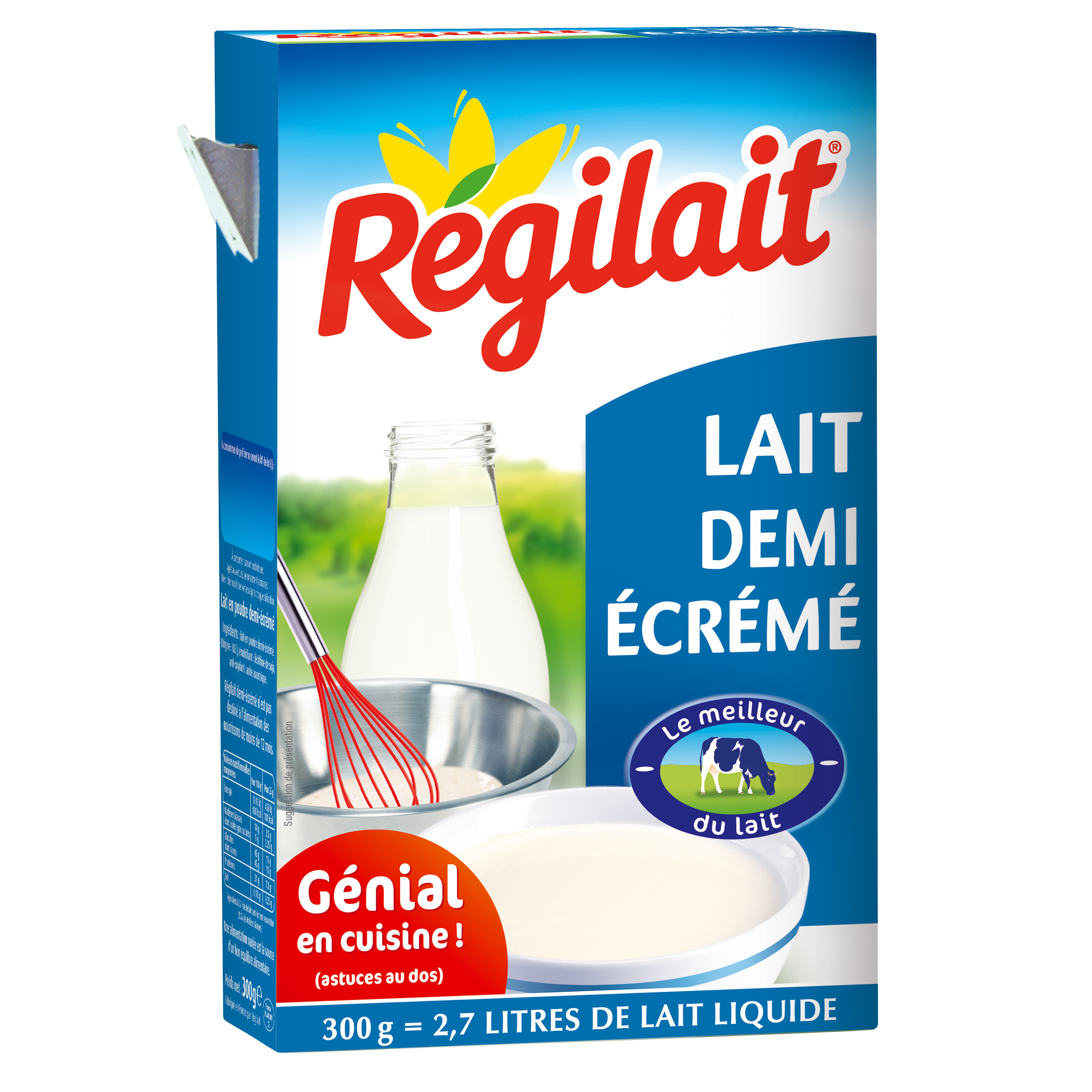 REGILAIT Lait instantané demi-écrémé en poudre 300g pas cher