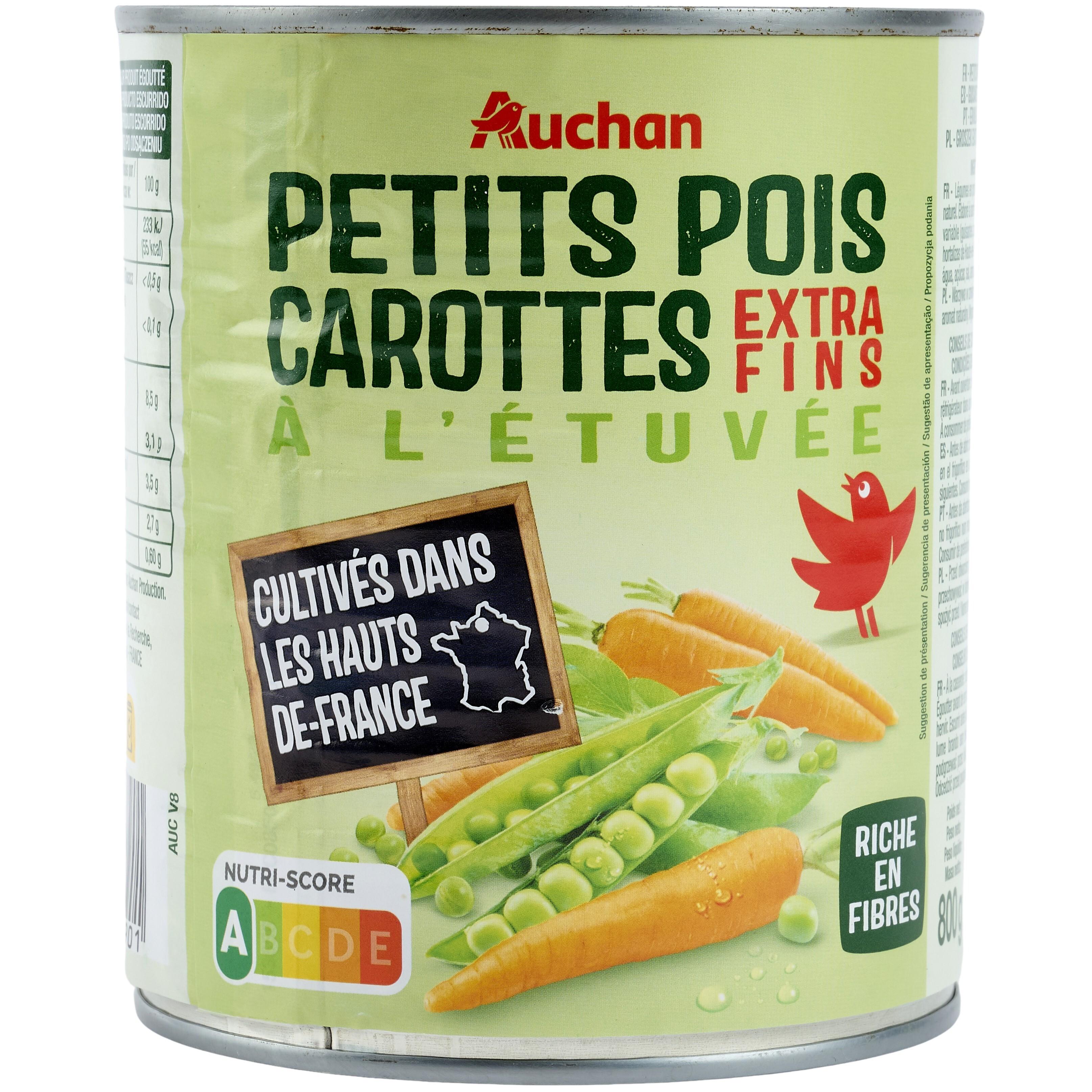 Lot de 3 conserves de petits pois et carottes extra-fins 390g