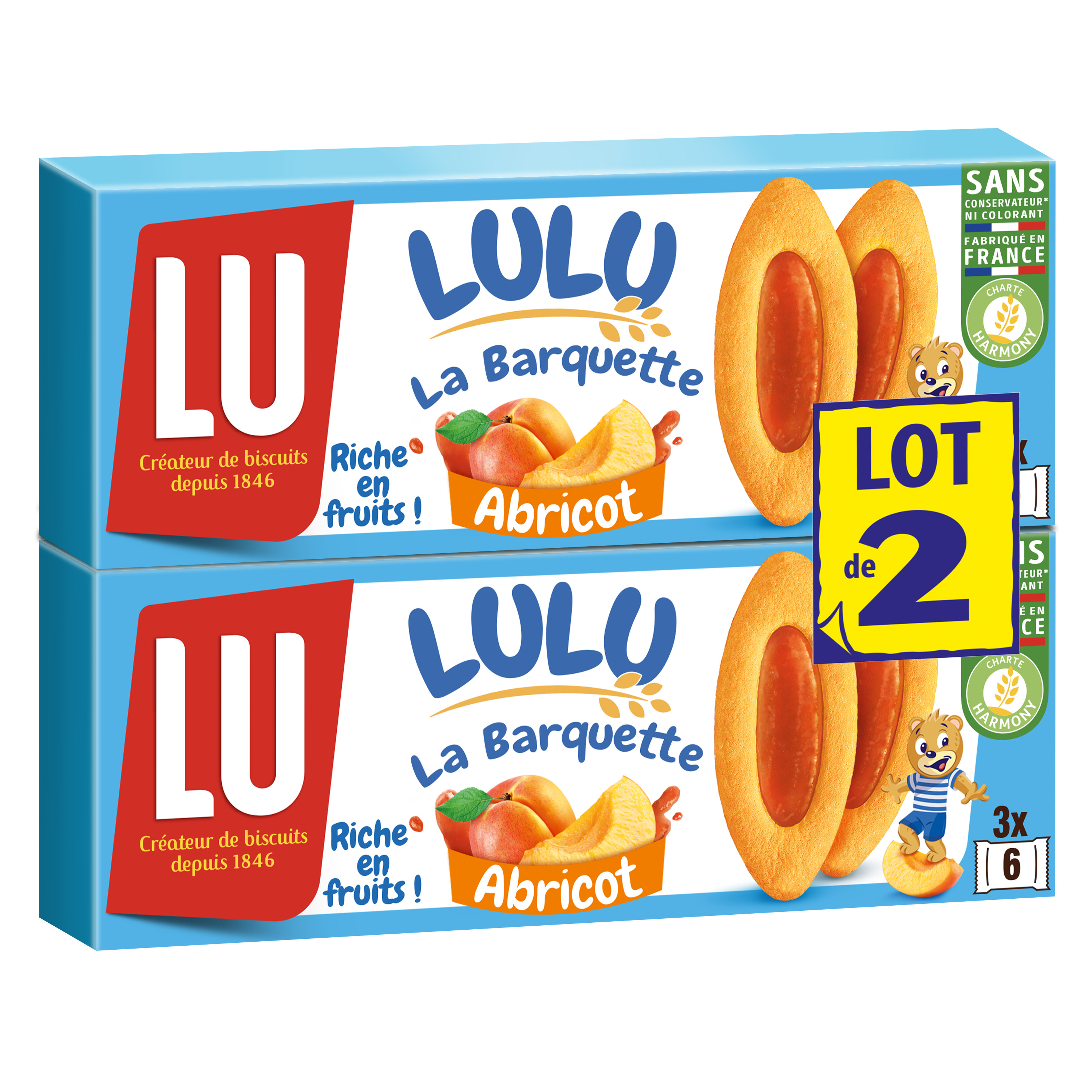 Livraison à domicile Lu La Barquette de Lulu Abricot, 2x120g