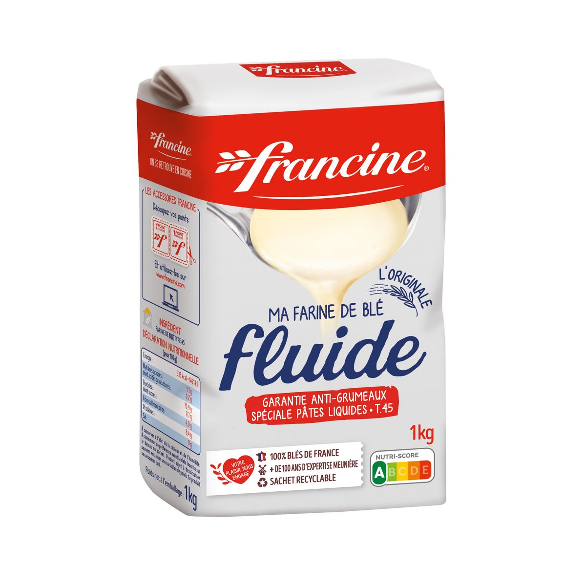 FRANCINE Farine de blé fluide l'originale anti-grumeaux T45 1kg
