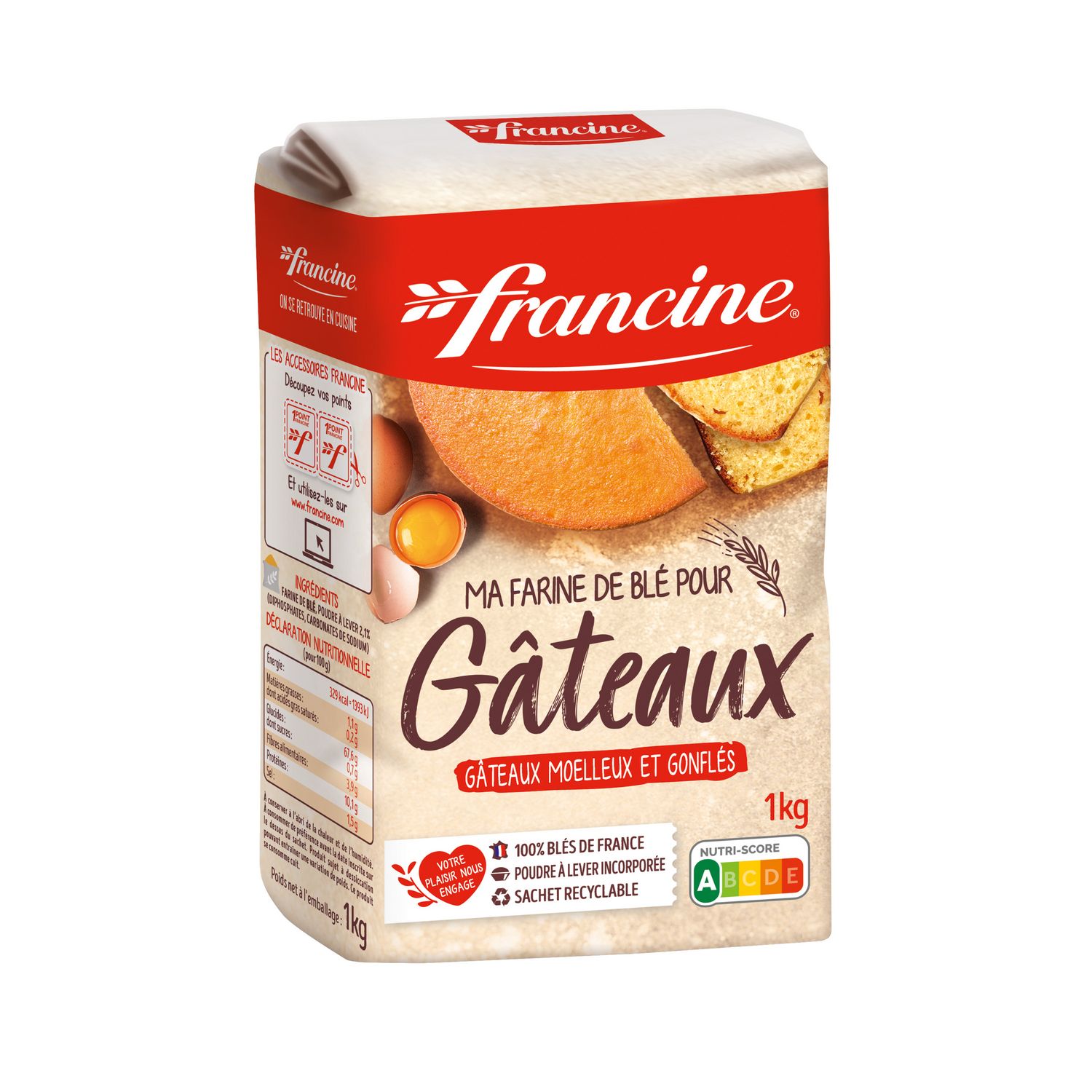 Farine de blé T45 Tous usages, Francine (1 kg)