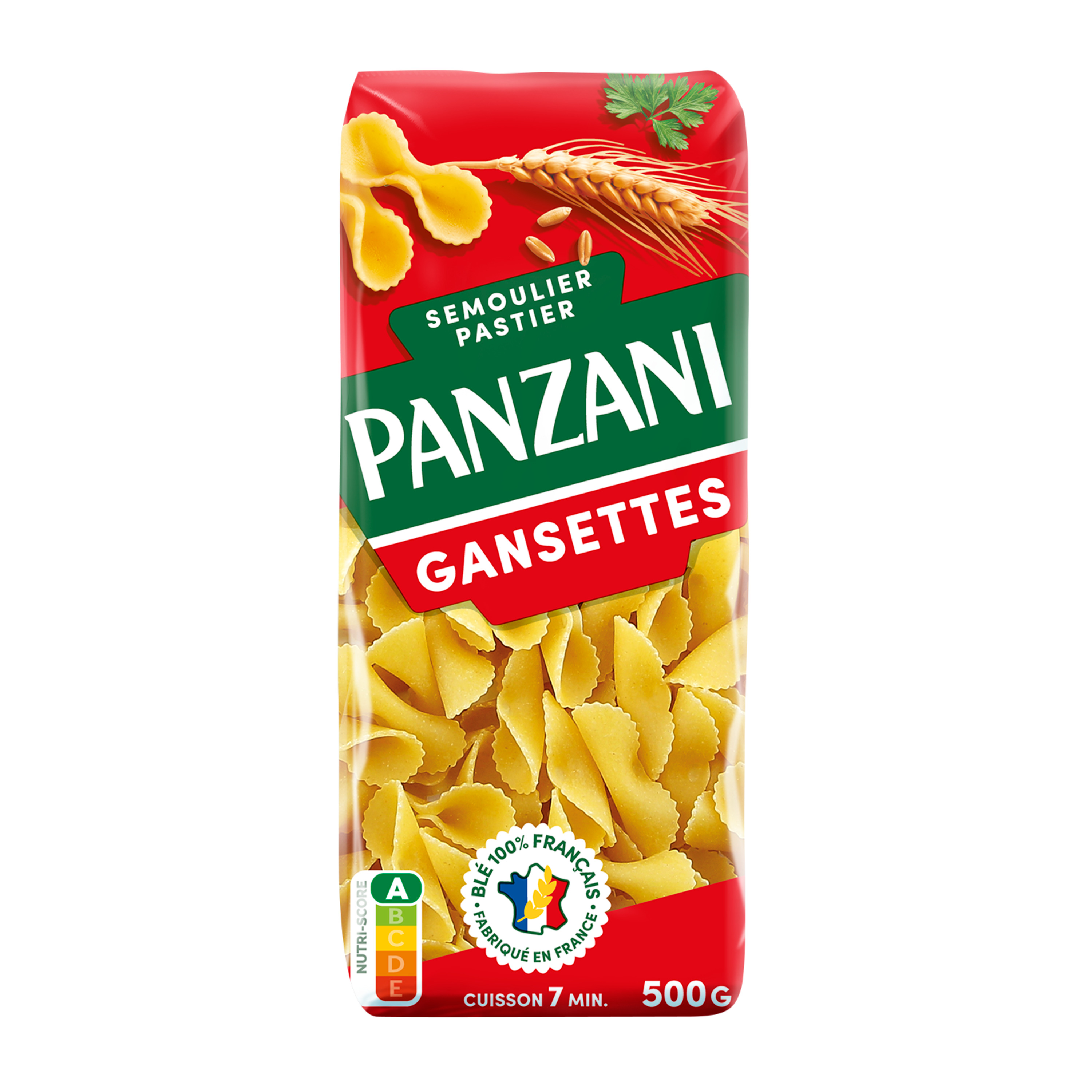 PANZANI Gansettes filière blé responsable français 500g pas cher