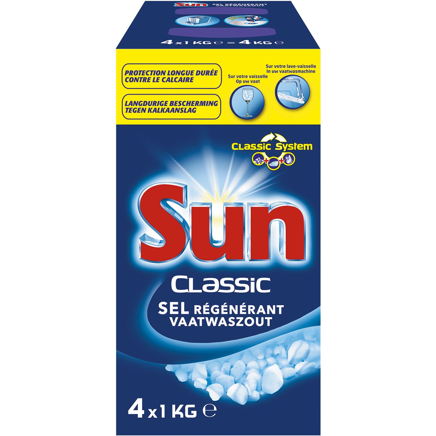 Sun Classic - Sel Regénérant 1Kg Détergent pour lave-vaisselle - Lot De 2 :  : Epicerie