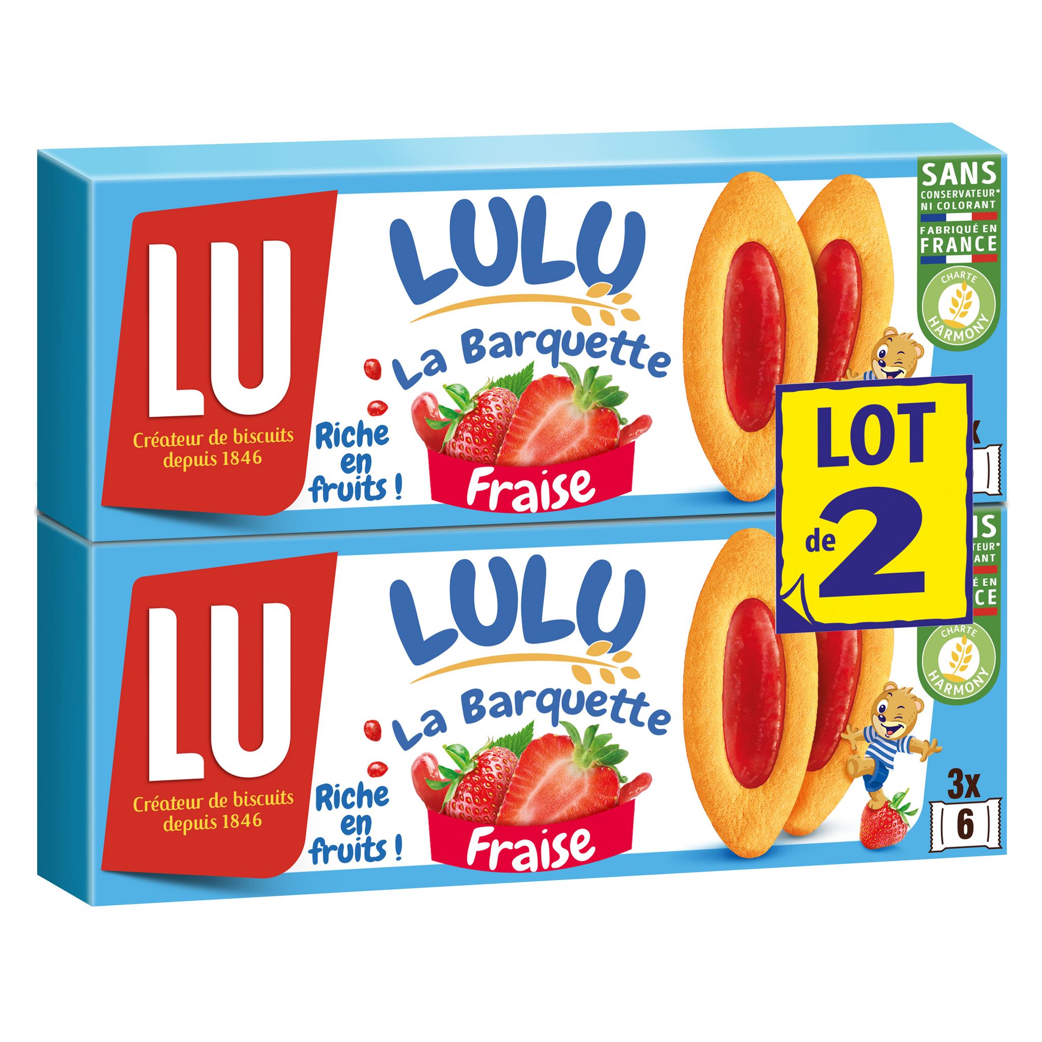 Barquette de Lu (2 saveurs : Framboise ou Fraise) Destockage Grossiste