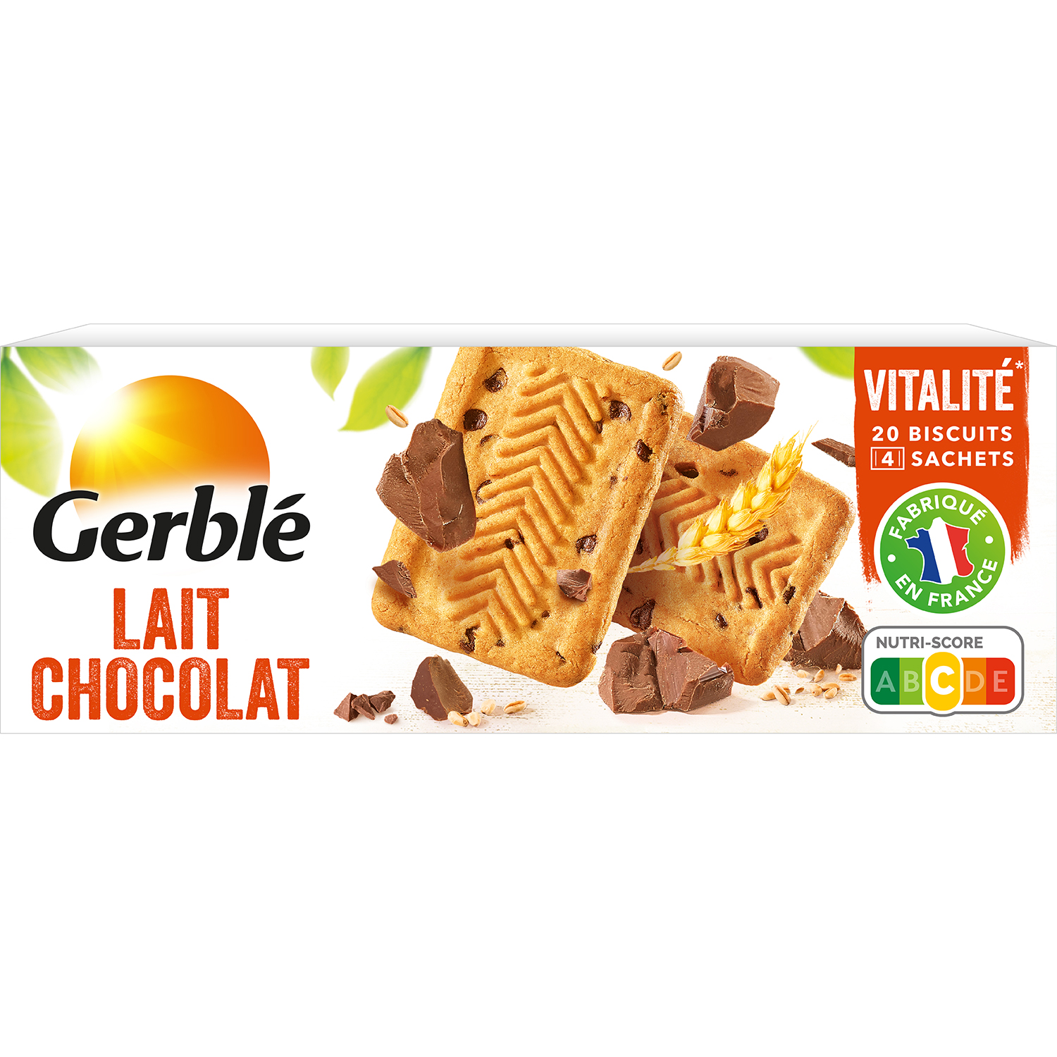 GERBLE Biscuits lait chocolat sachets fraîcheur 4x5 biscuits 230g pas cher  