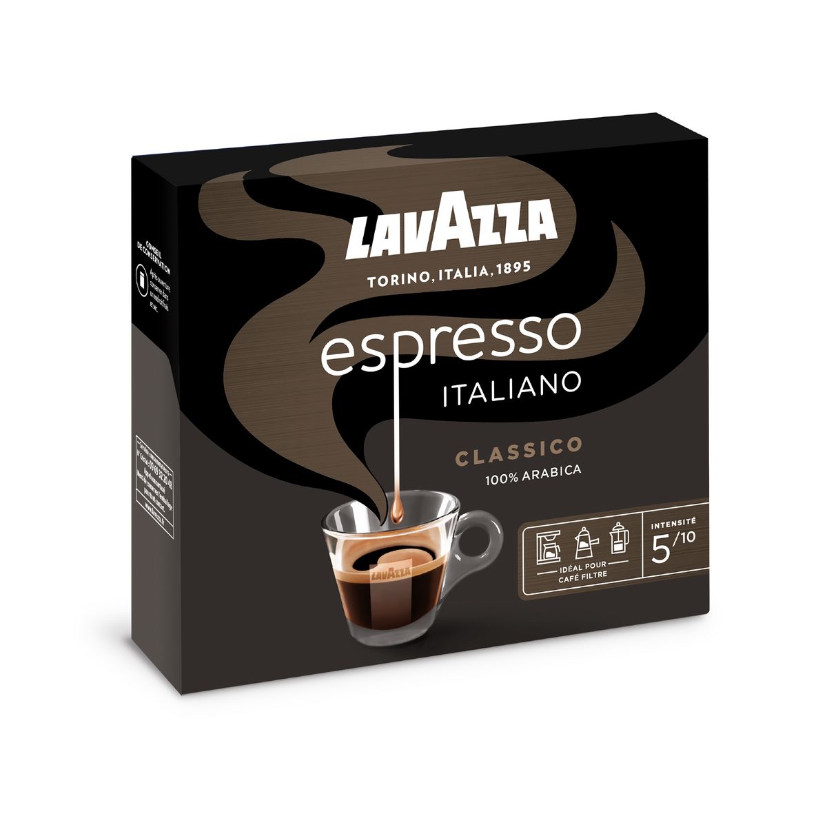 LAVAZZA Café moulu l'espresso italiano classico intensité 5 2X250g