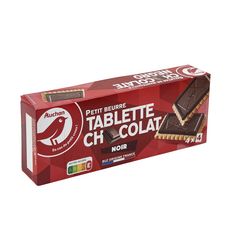 AUCHAN Petits beurre avec tablette de chocolat noir, sachets fraîcheur 4x4 biscuits 150g