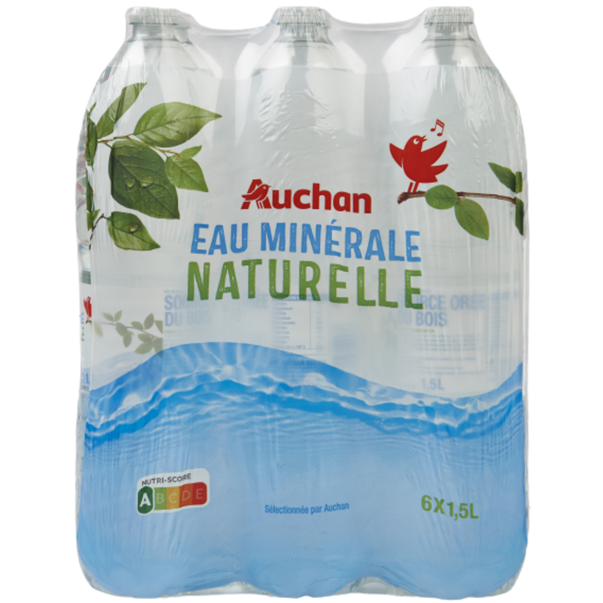 AUCHAN Eau minérale naturelle source Orée du bois 6x1,5l pas cher 