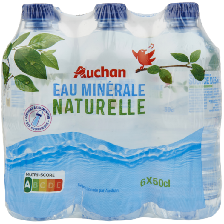 AUCHAN Eau minérale naturelle source Orée du bois 6x1,5l pas cher 