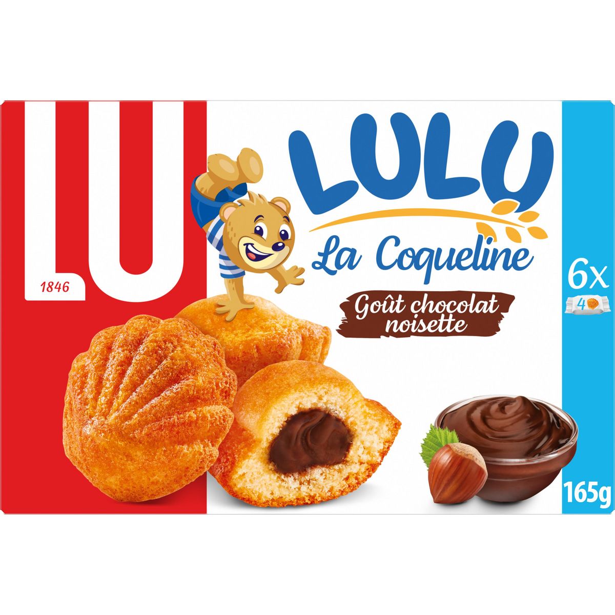 LU Lulu la coqueline, gâteau fourré chocolat noisette sachets fraîcheur 6x4  gâteaux 165g pas cher 