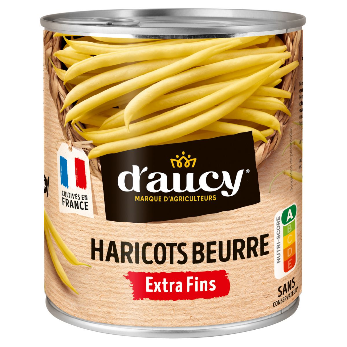 D'AUCY Haricots beurre extra fins 100% cultivés en France 440g