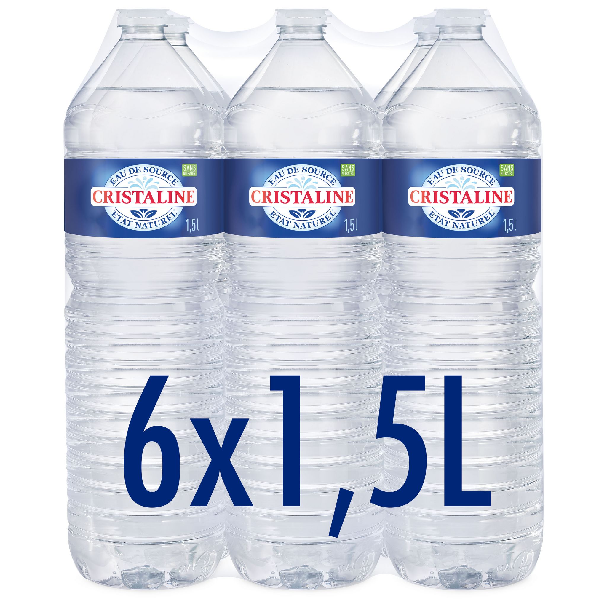 Eau plate Cristaline 1,5 L, lot de 12 bouteilles