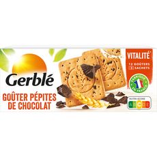 GERBLE Biscuits aux pépites de chocolat sans huile de palme sachets fraîcheur 12x4 biscuits 250g
