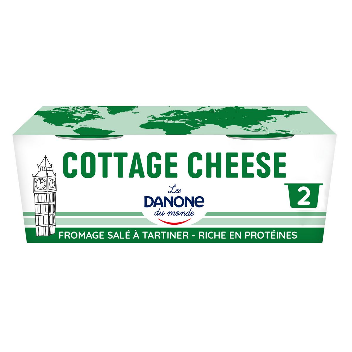 DANONE Cottage cheese fromage frais salé 2x200g
