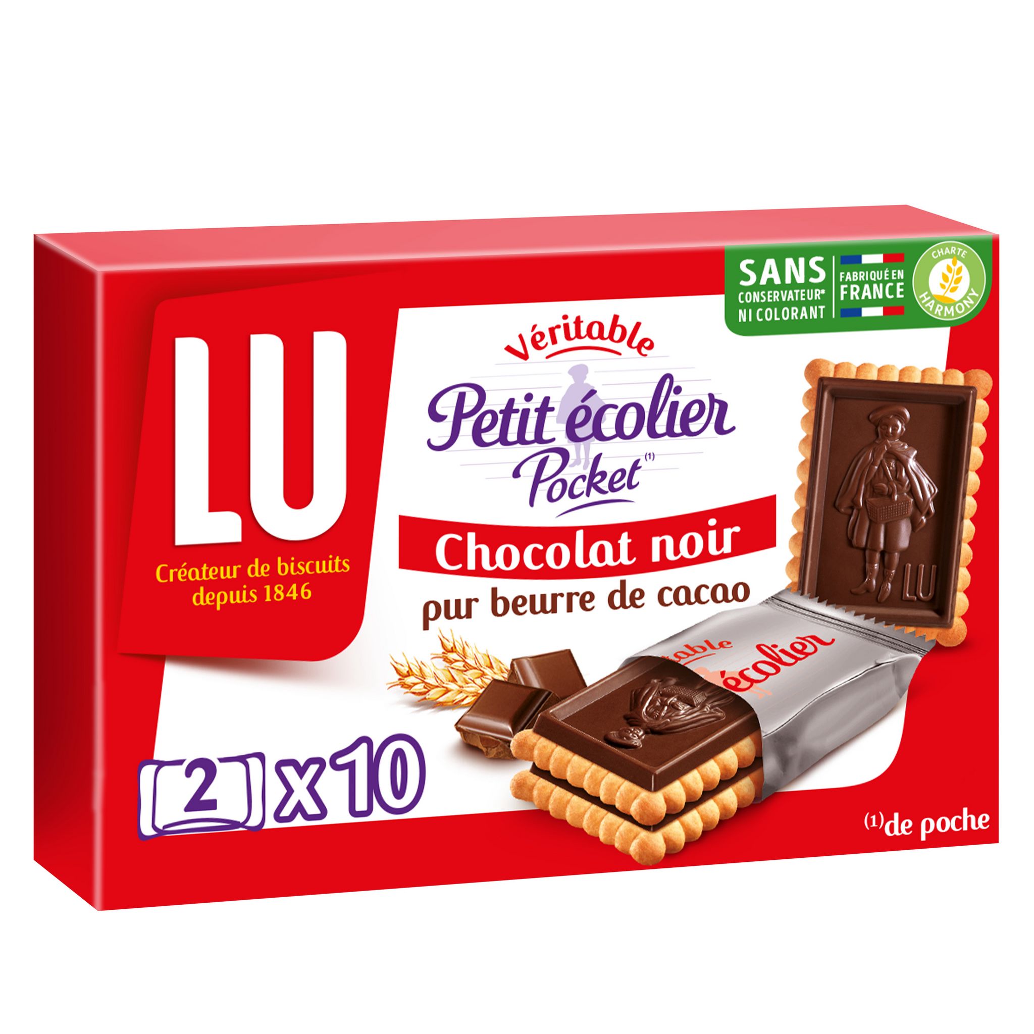 PETIT ECOLIER LAIT POCKET 10X2 250G LU