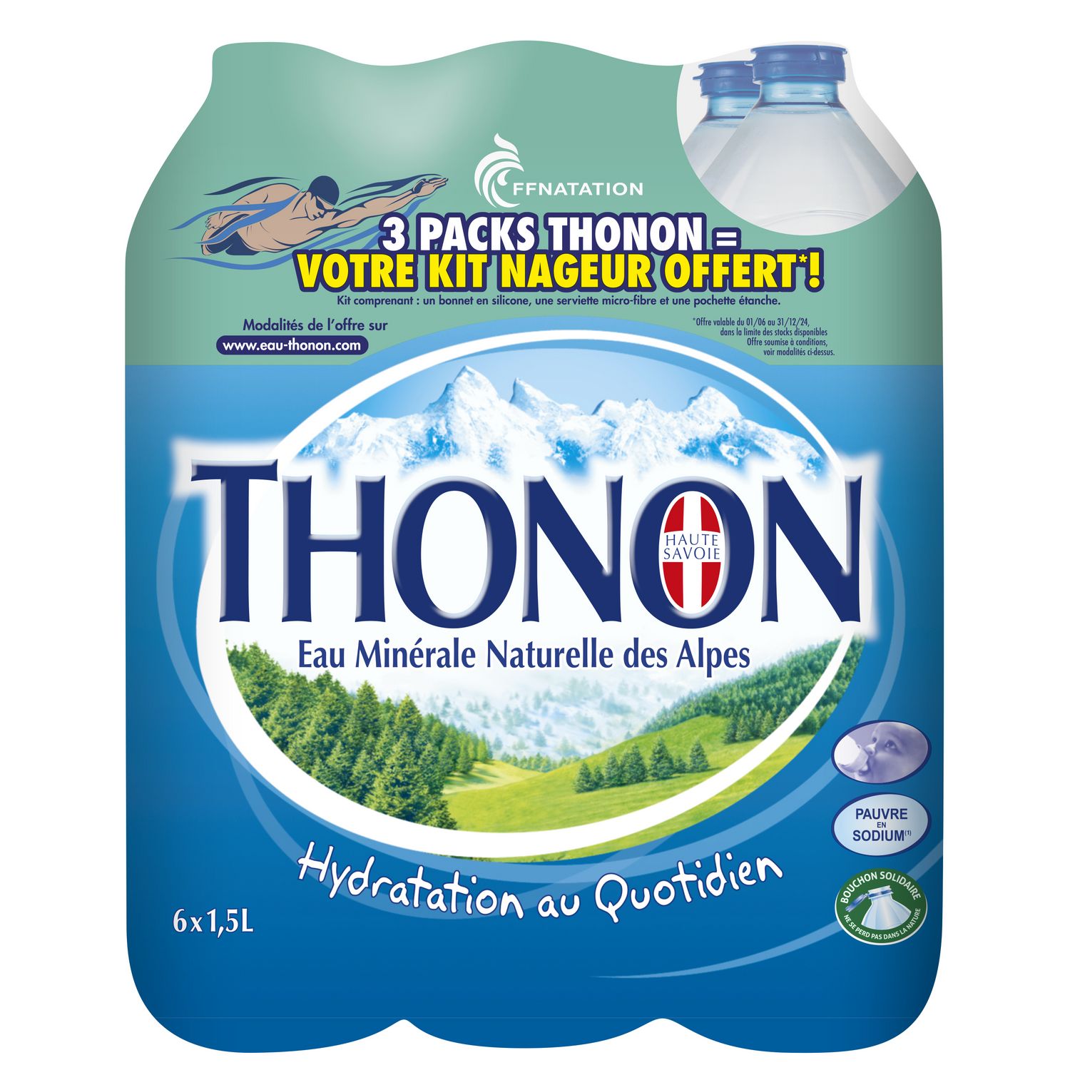 36 bouteilles eau minérale naturelle plate de Haute Savoie Thonon