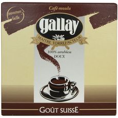 GALLAY Café moulu goût Suisse 100% arabica doux 2x250g