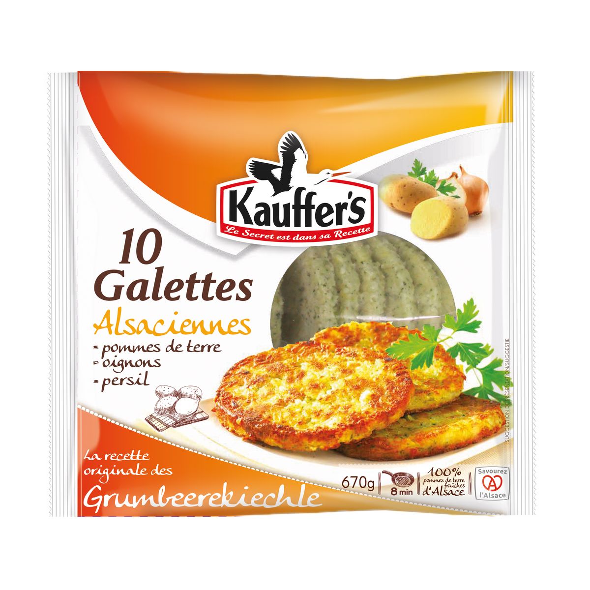 KAUFFER'S Galettes Alsaciennes pomme de terre oignons persil 10 pièces 670g
