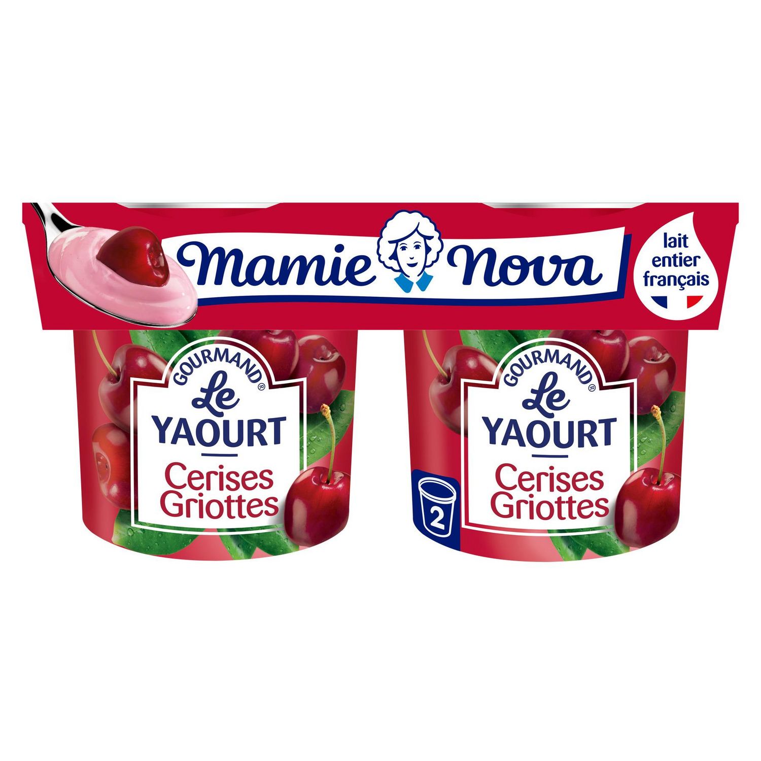 MAMIE NOVA Yaourt gourmand aux fruits cerise griotte ananas/passion fraise  avec morceaux 6x150g pas cher 