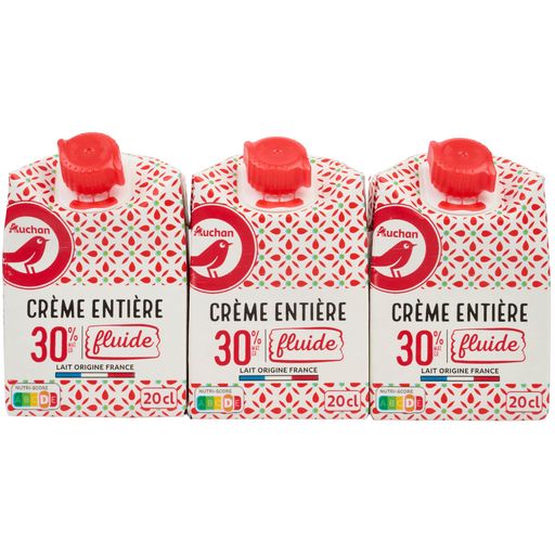 Crème entière liquide 30%MG UHT, U (3 x 20 cl)  La Belle Vie : Courses en  Ligne - Livraison à Domicile