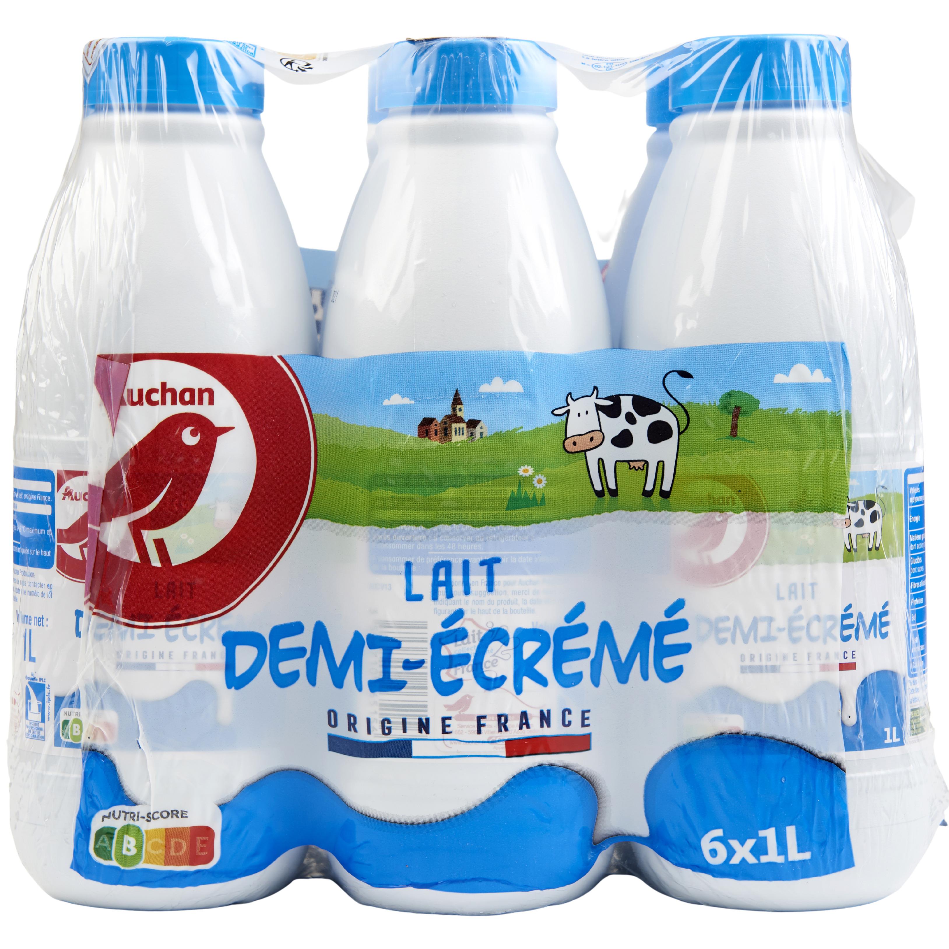 AUCHAN Lait de chèvre demi-écrémé UHT 6x1L pas cher 