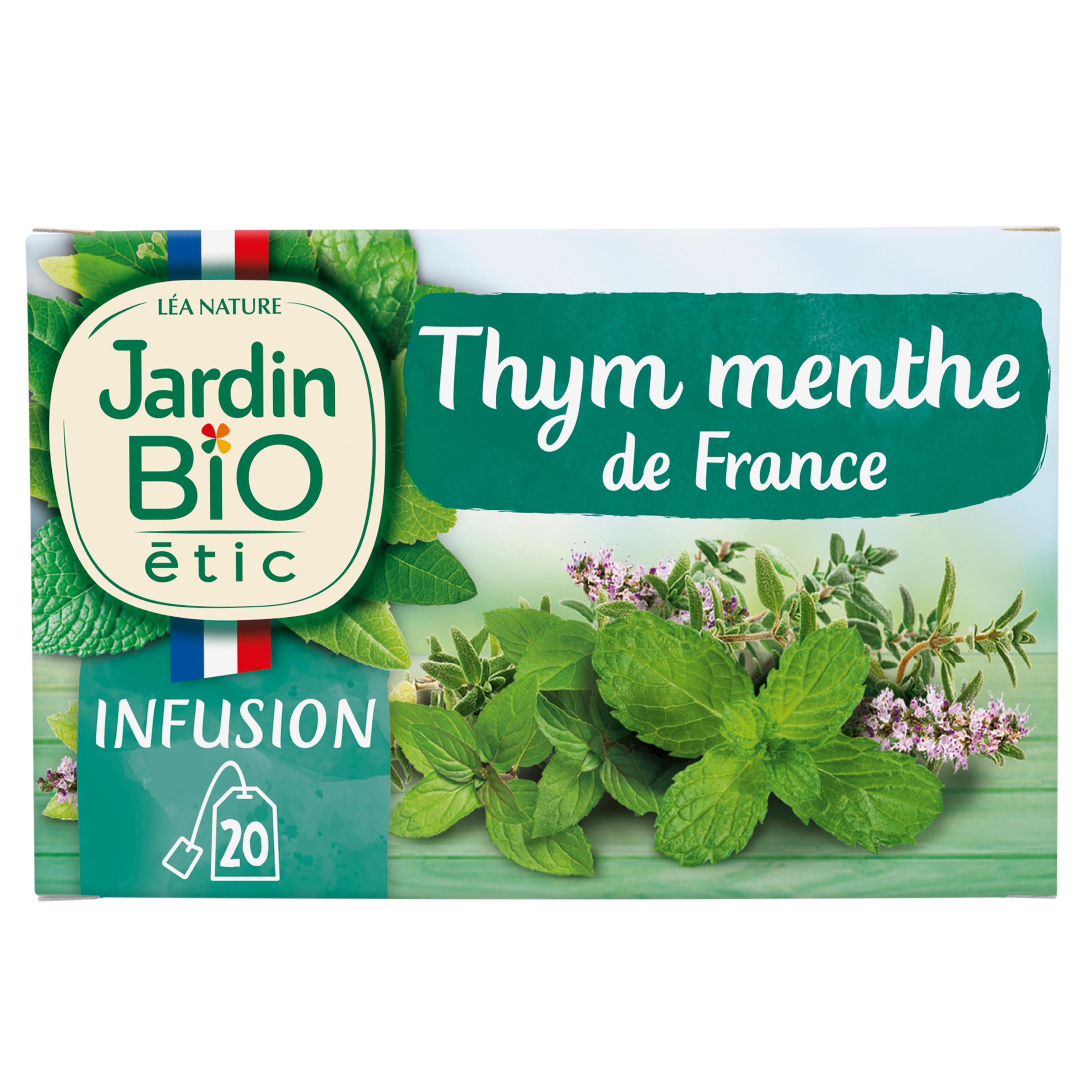 JARDIN BIO ETIC Infusion fraicheur tonique thym menthe 20 sachets 30g pas  cher 