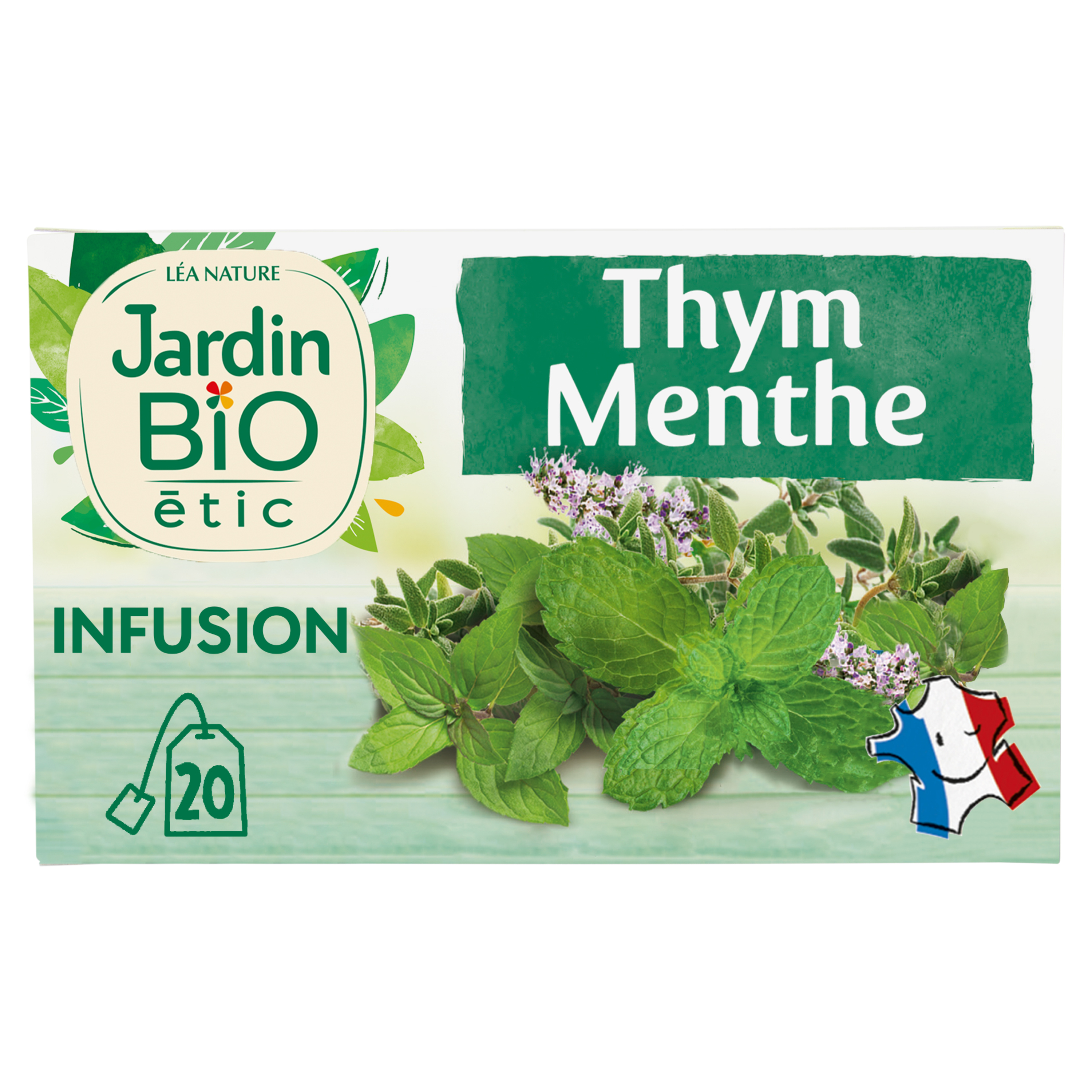 JARDIN BIO ETIC Infusion fraicheur tonique thym menthe 20 sachets 30g pas  cher 