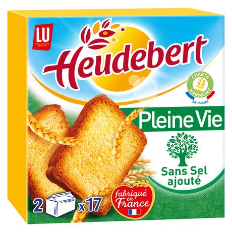 Biscotte Fibres+ - Heudebert - 280g, 2 sachets de 16 biscottes