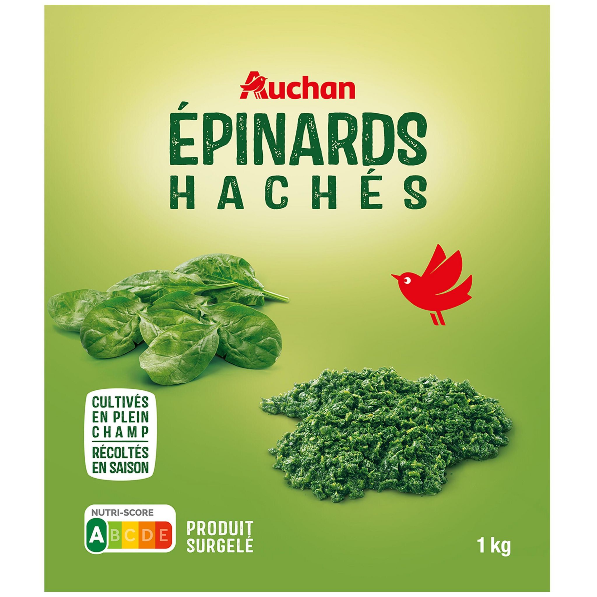 AUCHAN Epinards hachés 5 portions 1kg pas cher 