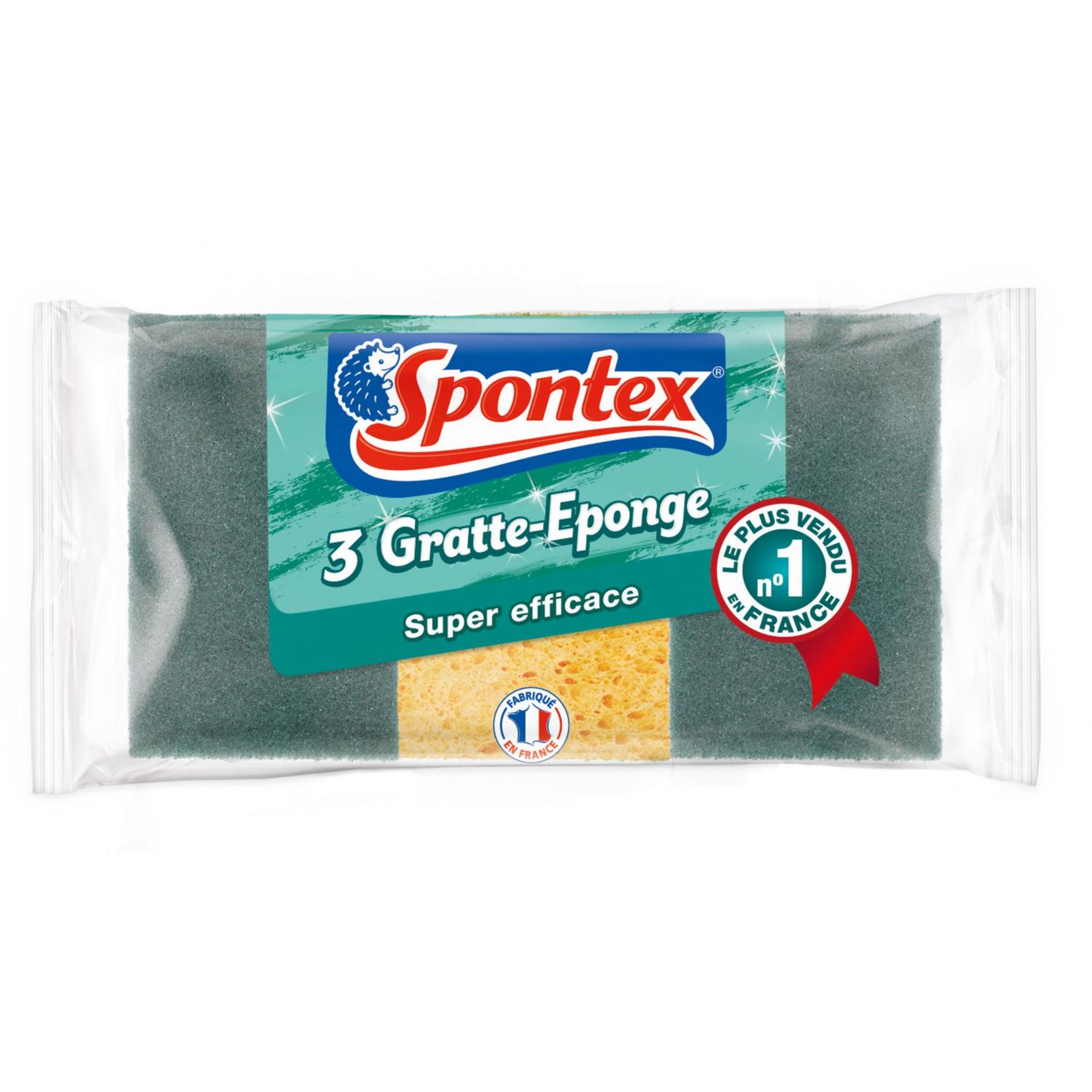 SPONTEX - Gratte-Eponge Super Efficace - 48 éponges grattantes vertes (16  Paquets de 3). Eponges vaisselle - Eponges multi usages : :  Cuisine et Maison