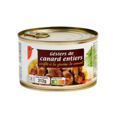 AUCHAN Gésiers de canard entiers confits boîte 2 portions 385g