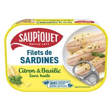 SAUPIQUET Filets de sardines sans arêtes marinade citron basilic 100g