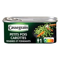 CASSEGRAIN Petits pois carottes sélection tendres et fondants 130g